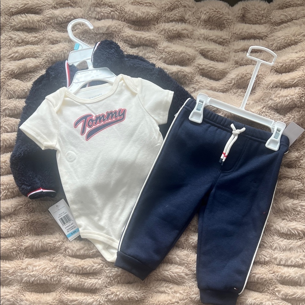 Tommy Hilfiger Cream and Navy Kids Matching Set